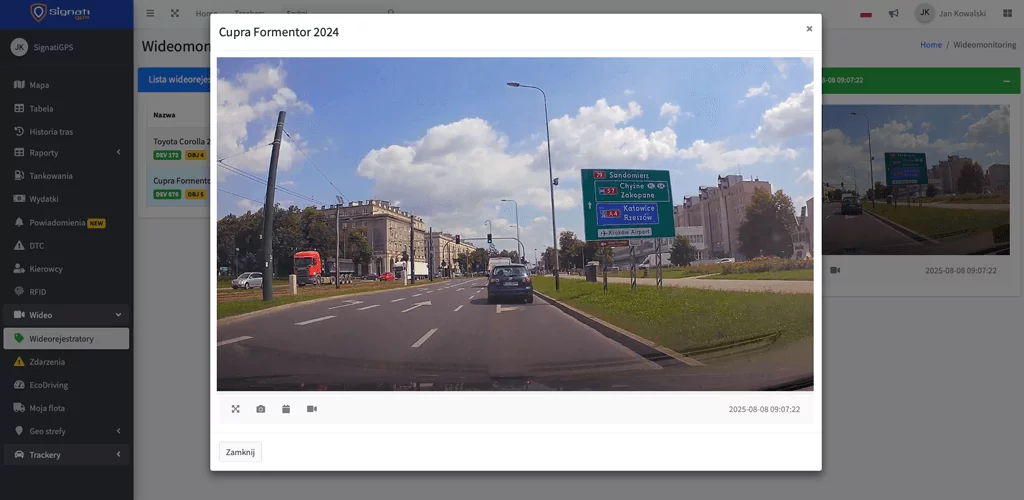 Wideomonitoring GPS z podglądem na żywo